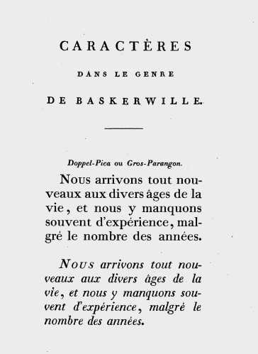 fig. 31 Épreuves des caractères de la fonderie des frères Levrault, Strasbourg, 1800.